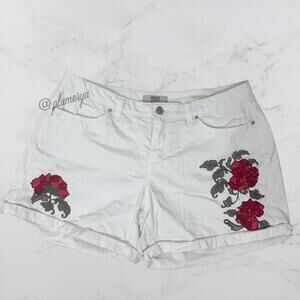 Vintage America Blues Embroidered Rose Denim Summer Women's Boho Shorts Size 8